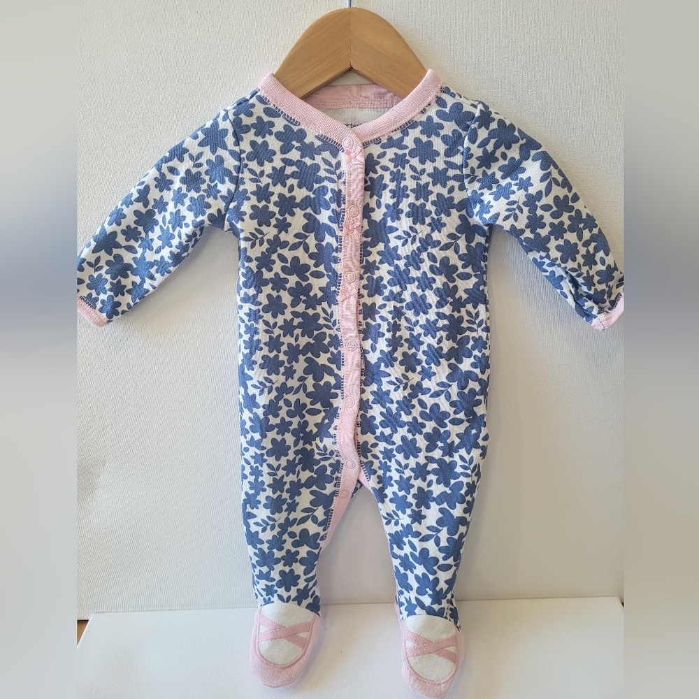 3m Floral Blue and Pink Footed Sleeper